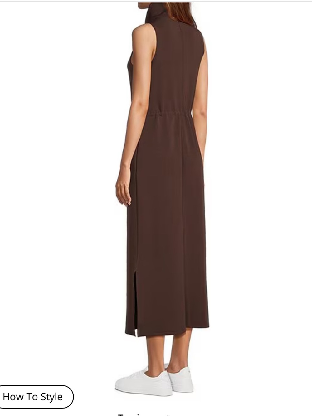 NWT Antonio Melani Lyocell Sleeveless Mock Neckline Midi Dress - Chocolate - M - Picture 4 of 10